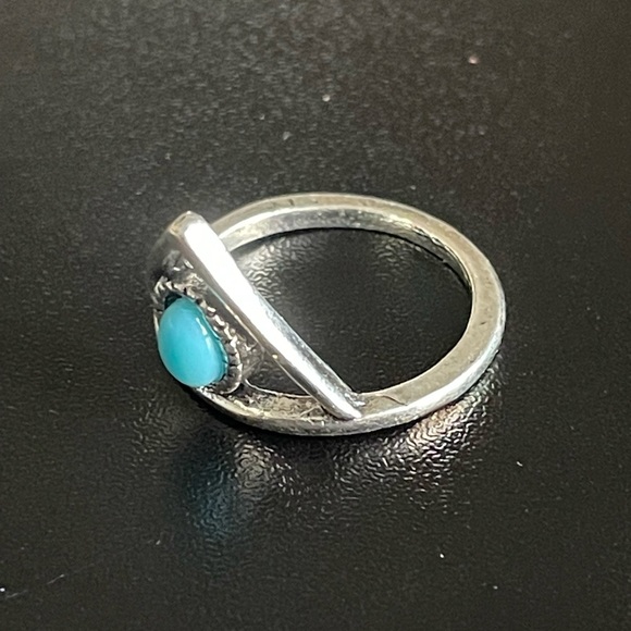 S925 silver turquoise stone statement ring size 6 - Picture 3 of 8